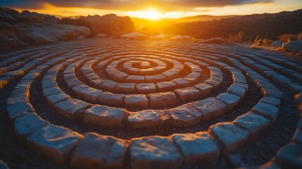 Stone Spiral at Sunset