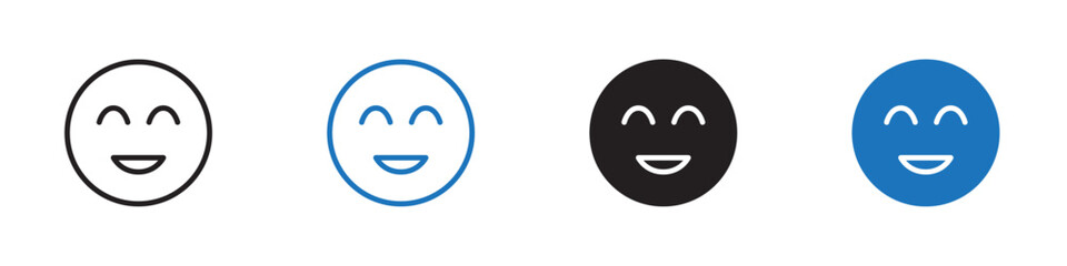 Fototapeta premium Squinting eyes face icon Vector set outline