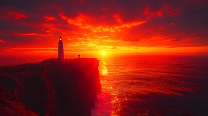 Lighthouse Silhouette at Sunset