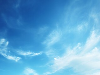 Fototapeta premium Blue Sky with White Wispy Clouds