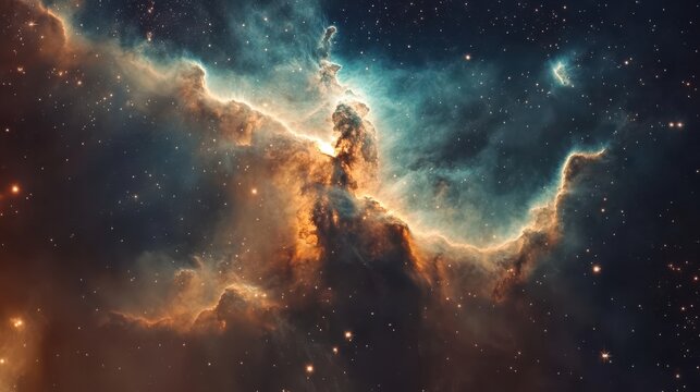Nebula and galaxies in space. Abstract cosmos background