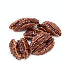 Obraz premium Delicious Candied Pecans on a Crisp White Background