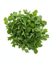 Obraz premium Fresh Peppery Arugula Leaves Isolated on White Background