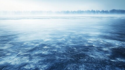 Fototapeta premium A Frozen Lake with a Forest in the Background