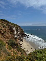 View of pacific ocean from cliffs of Malibu beach