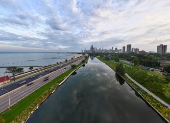 Downtown Chicago Skyline and Lakeshore Drive from a Drone’s Perspective”