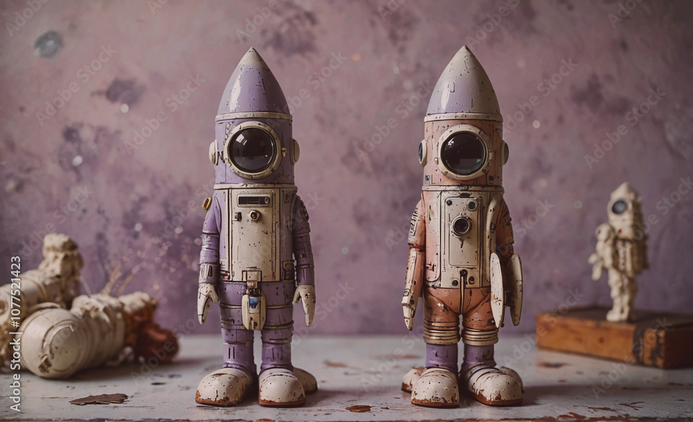 Poster Two small robots are standing next to each other