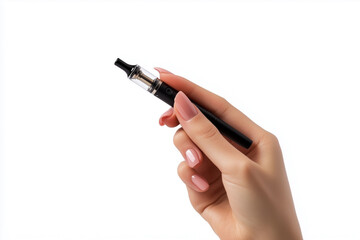 Female hand holding electronic cigarette on a white background