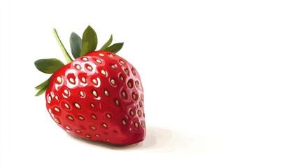 Single Strawberry on White Background