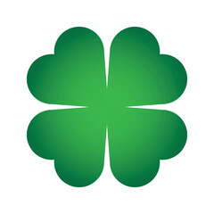 St Patrick's Day. Lucky Four-leaf clover, Green Four leaf clover vector icon. Lucky and happiness concept. Shamrock - green four leaf clover icon. Good luck theme design element.