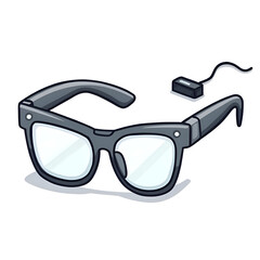 Innovative smart spectacles  merging fashion with technology for a futuristic look, digital illustration of product design concept.