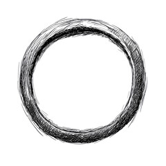 Sketchy round hand drawn frame isolated on white