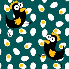 Easter chicken seamless birds pattern for wrapping paper and fabrics