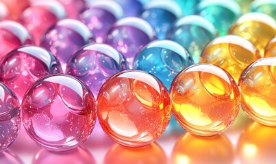 A Close-Up View of Vibrant, Shiny, Multicolored Spheres