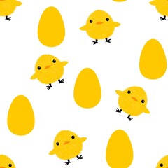 Easter chicken seamless birds pattern for wrapping paper and fabrics