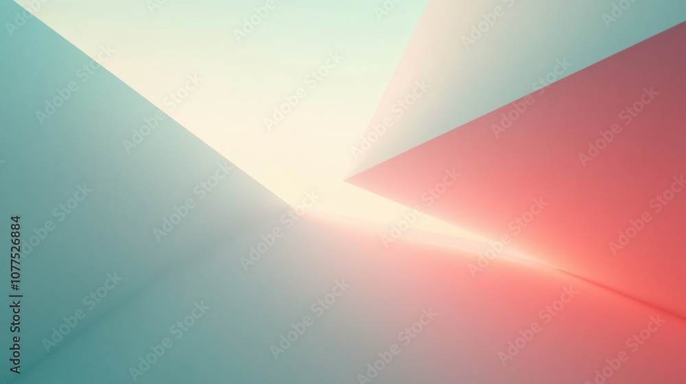 Fototapete geometric shapes interact harmoniously, merging colors and light to evoke feelings of calmness and c