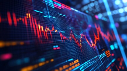 Colorful data visualization displaying financial market trends and analytics in a modern format