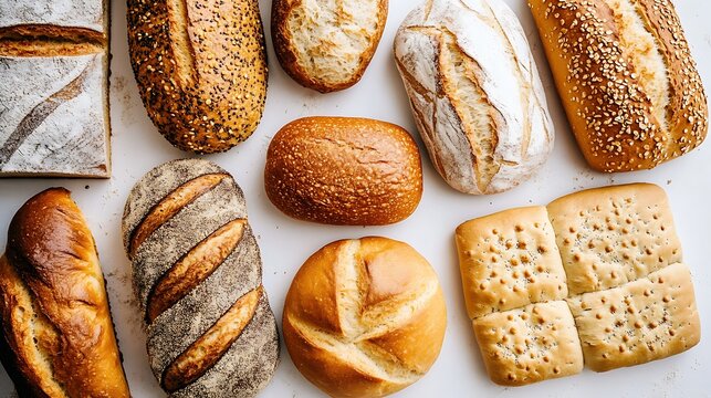 Selection of glutenfree bread loaves and rolls on a white surface highlighting glutenfree diets healthy carbs and artisan baking