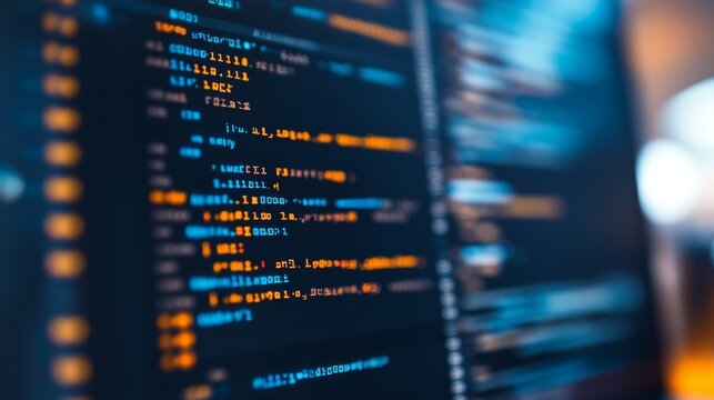 Close-up view of computer code on screen during software development in a modern workspace