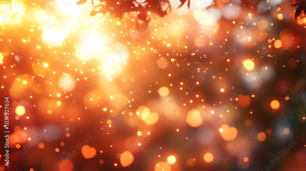 Poster blurry image of a tree with a lot of light shining on it. the light is creating a lot of sparkles an
