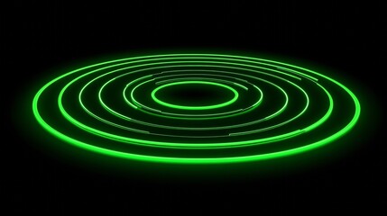 Fototapeta premium Green circle with a dark background. The circle is glowing and he is a part of a larger circle