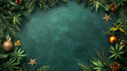 Cannabis themed Christmas background for Marijuana sales at legal dispensaries.