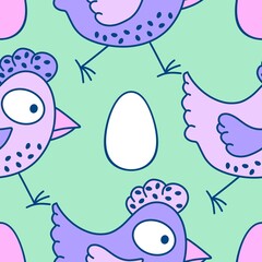 Easter chicken seamless birds pattern for wrapping paper and fabrics
