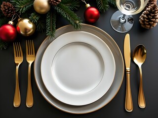 christmas table setting with christmas decorations