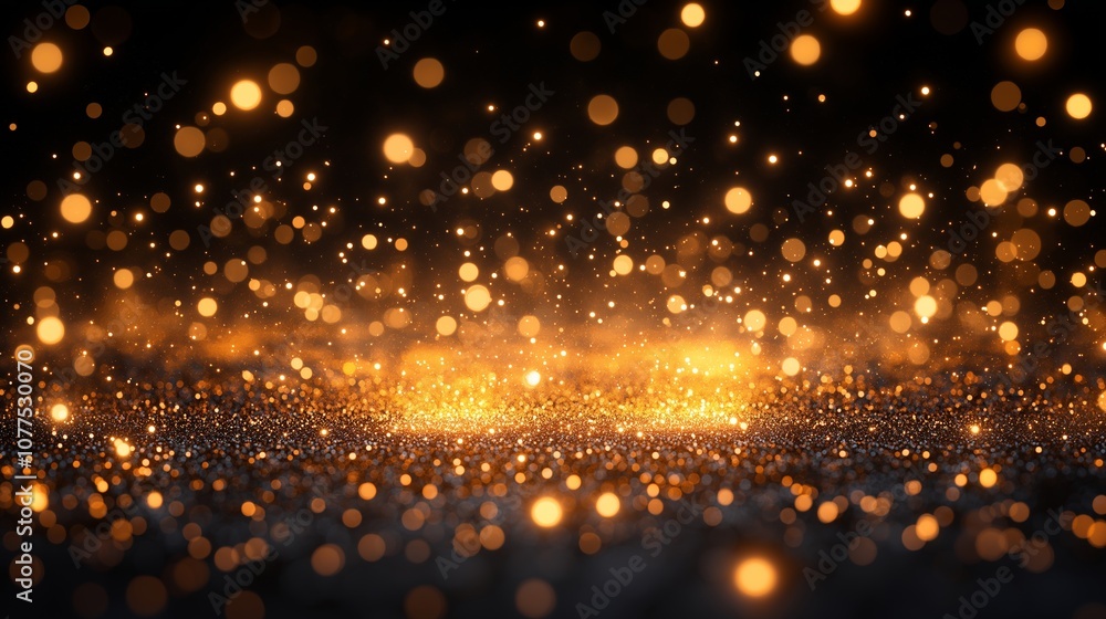 Poster the image is a black and white photo of a bright orange background with many small, glowing dots. th