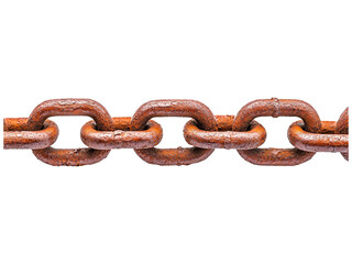 Rusty Chain Link Isolated on White Background