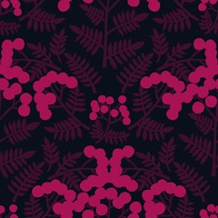 Autumn floral and berries seamless rowanberry pattern for wrapping paper