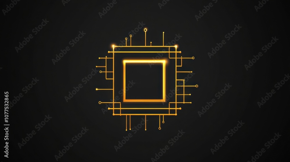 Poster a microchip icon with digital traces radiates from its edges, showcasing innovation in technology an