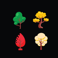 Flat design with various types of trees vibrant colors