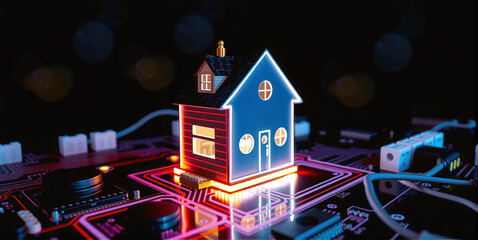 Technology in the smart home with intelligent controls, networking and technization of the home through microelectronics for control, monitoring and security