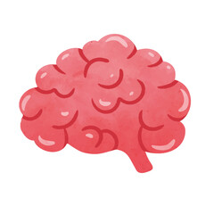 Human brain illustration in doodle cartoon style, hand drawn brain organ, mental health or inspiration mind, brainstorm clipart image, brain clip art