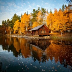 House by the lake, hidden in the forest