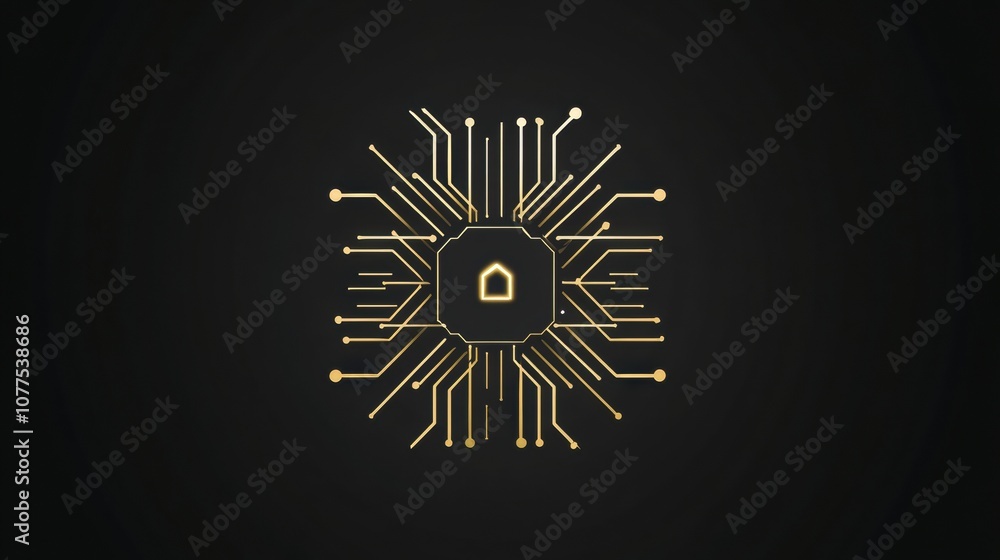 Aufkleber This graphic features a microchip icon surrounded by digital traces, highlighting themes of technology and security. Generative AI