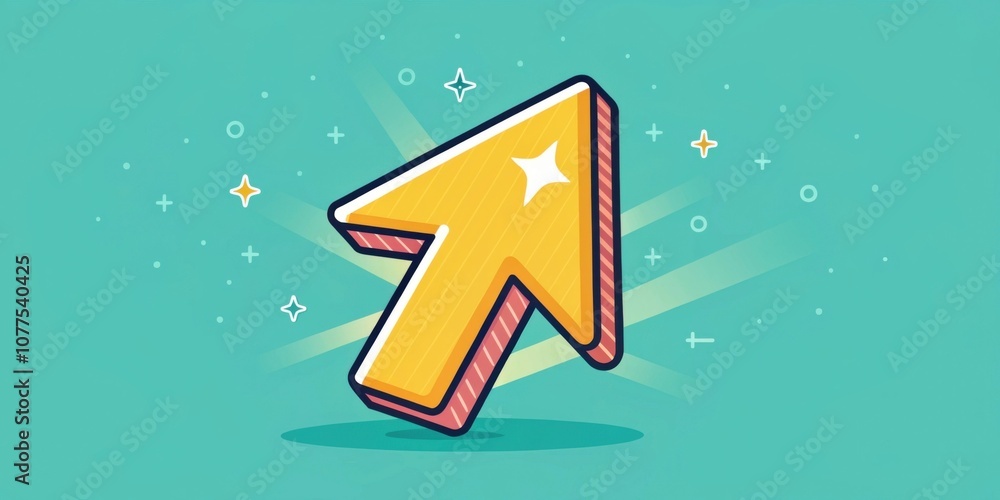 Poster hand arrow cursor a vibrant handshaped arrow slightly tilted beckoning with a playful charm. it glow