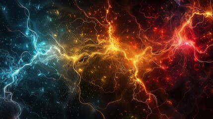 Obraz premium An artistic depiction of brain cells, using bright colors and abstract patterns