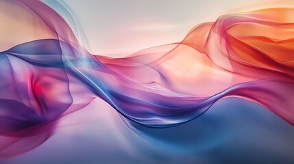 Naklejka premium Flowing abstract curves with translucent layers, pastel gradients, smooth edges