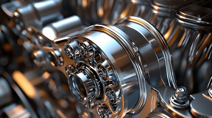 Fototapeta premium Detailed Close-Up of a Modern Diesel Engine Component with Intricate Metal Design, Showcasing Precision Engineering and Unmatched Craftsmanship