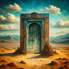 Door outside in a desert