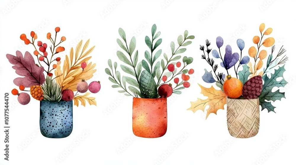 Poster three elegant vases display a vibrant mix of flowers, adding a splash of color and charm to any sett
