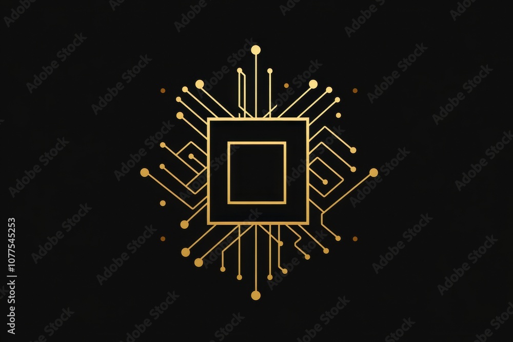 Poster This graphic features a stylized microchip design surrounded by digital traces, emphasizing modern technology and connectivity. Generative AI