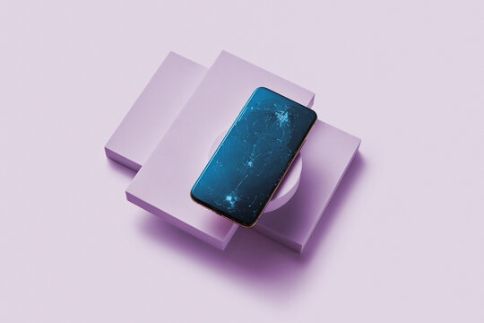 Multilayered construction with crashed cellphone on top