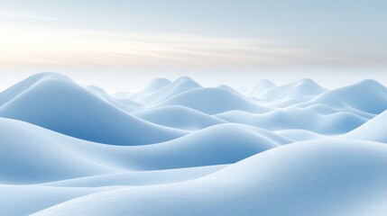 Expansive Snowy Landscape with Gentle Slopes and Blue Sky