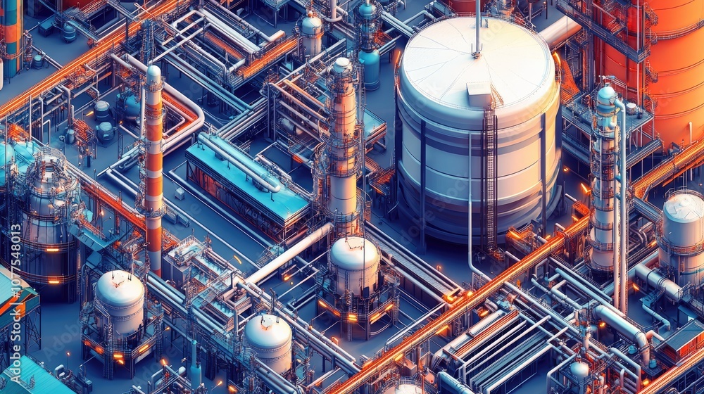 Poster aerial view of a large industrial complex. this photo depicts the scale and complexity of modern man