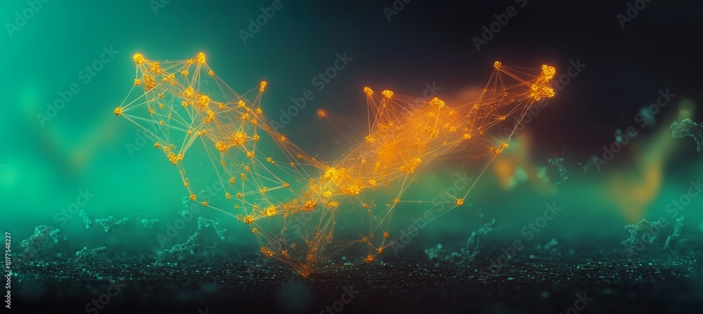 Poster abstract network structure, technology background with connecting dots and lines, 3d illustration
