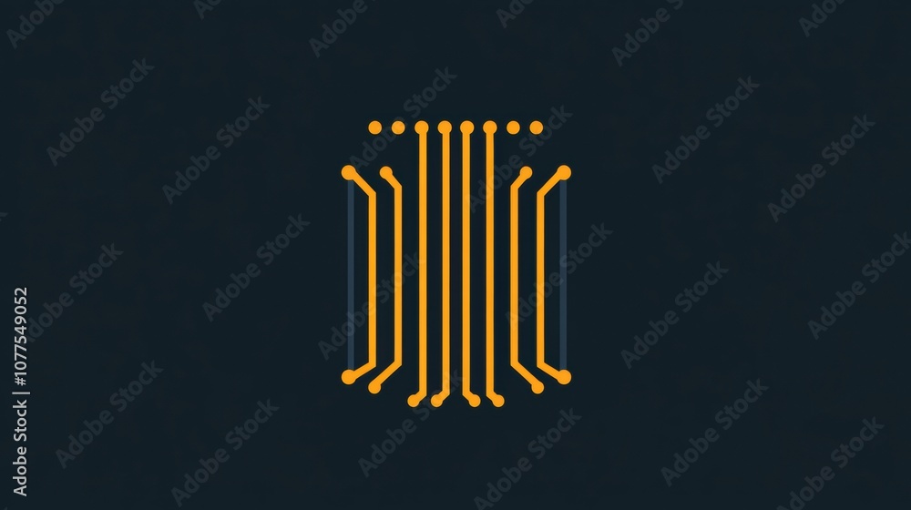 Poster a stylized microchip design with digital traces illustrates advancement and connectivity in technolo