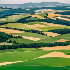 Fototapeta premium Colorful Patchwork of Farmland Fields and Rolling Hills